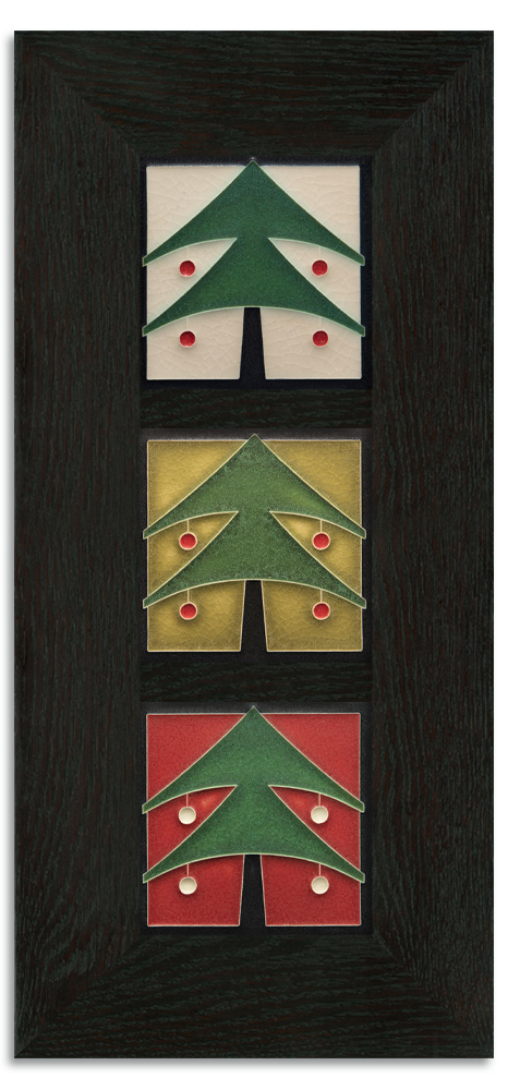 4x4 Christmas Tree Framed Tile Set - Ebony, Vertical