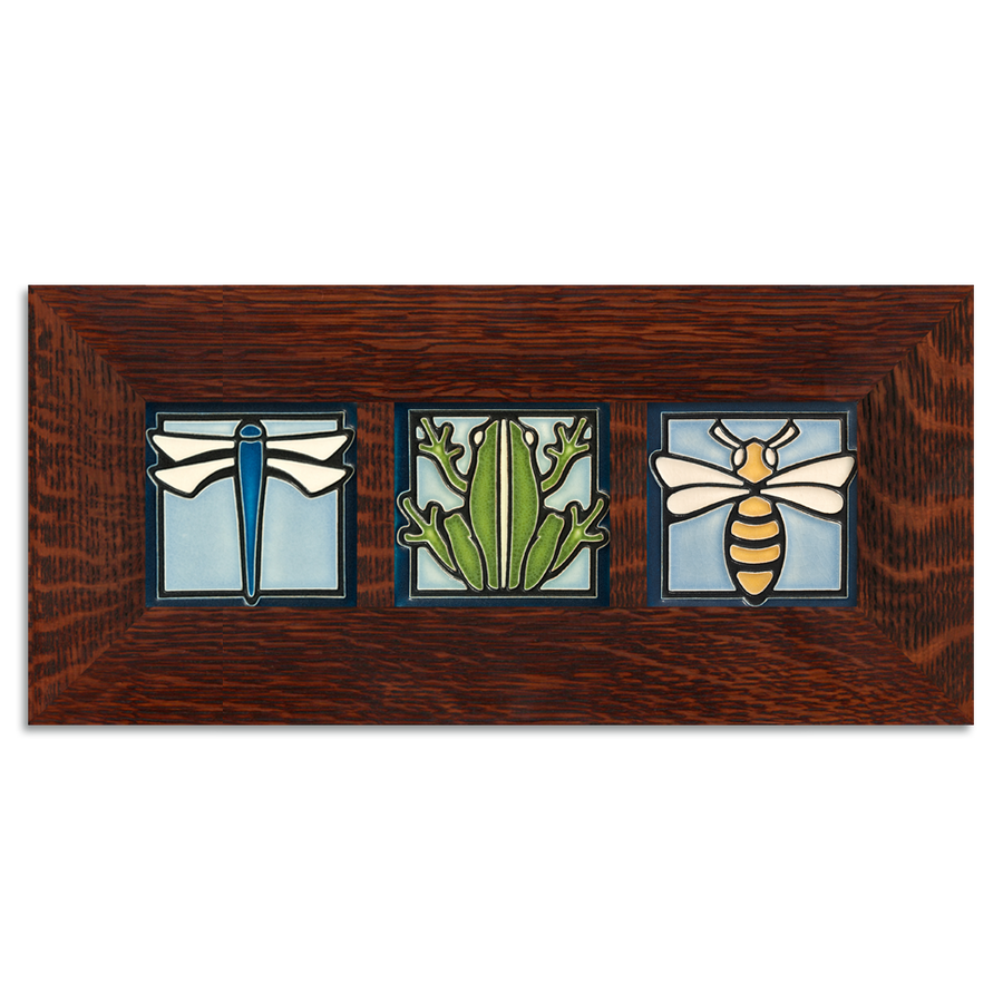 4x4 Animal Framed Tile Set (Light Blue) - Oak, Horizontal