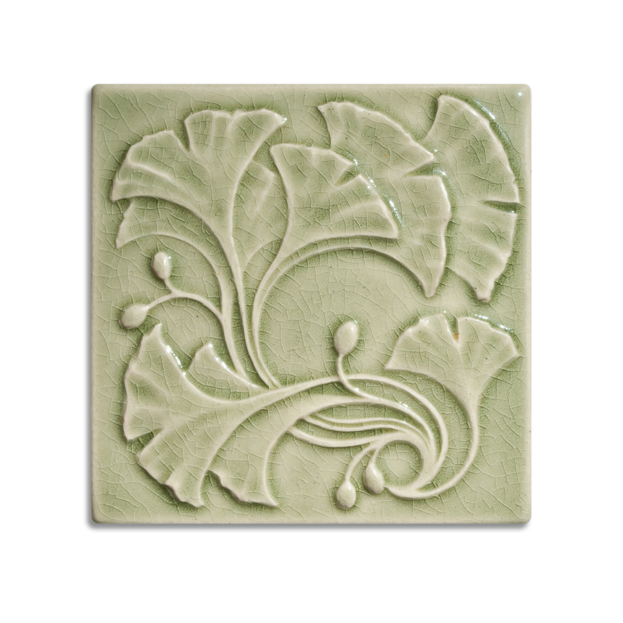 6x6 Ginkgo is available in any of our standard glazes. Shown here in 2010 Celadon.