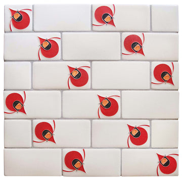 Charley Harper Subway Tile Cardinal, Bone