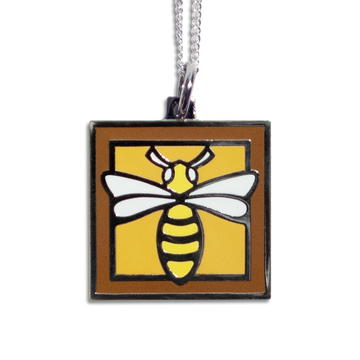 Bee Pendant Necklace - Brown Border 