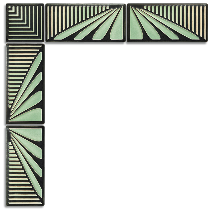3x6 Footlights Border and Corner, Shown in Pale Green