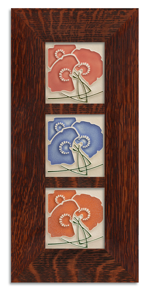 4x4 Charming Bouquet Framed Tile Set  - Oak, Vertical
