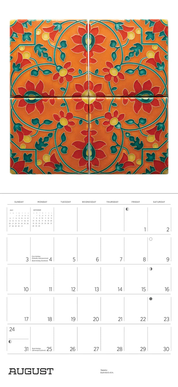 12x13 Arts & Crafts Tiles 2025 Wall Calendar | Motawi Tileworks 12x13-arts-crafts-tiles-2025-wall-calendar-motawi-tileworks