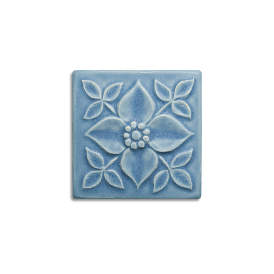 4x4 Pansy is available in any of our standard glazes. Shown here in 5061 Pale Blue.