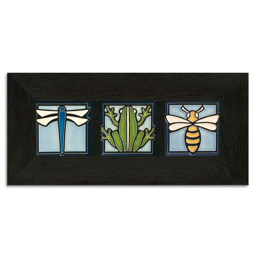 4x4 Animal Framed Tile Set (Light Blue) - Ebony, Horizontal