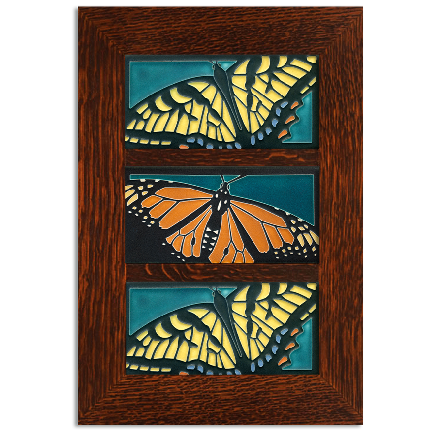 4x8 Butterflies Craftsman Oak Framed Tile Set