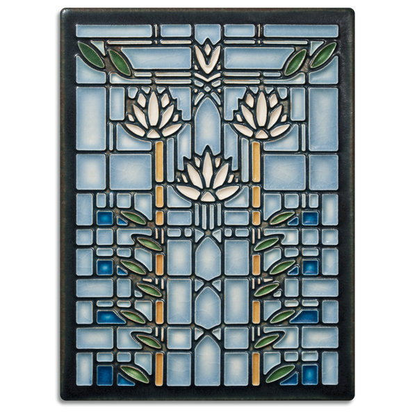 6x8 Waterlilies - Light Blue - Tile
