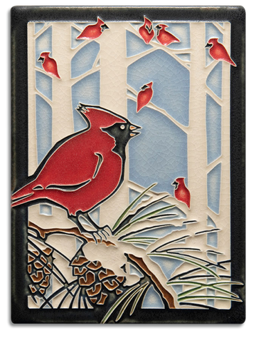 6x8 Winter Cardinals