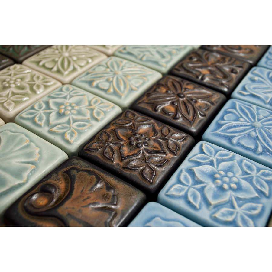 Full 2x2 Bontanica Relief Series shown here in various glazes.