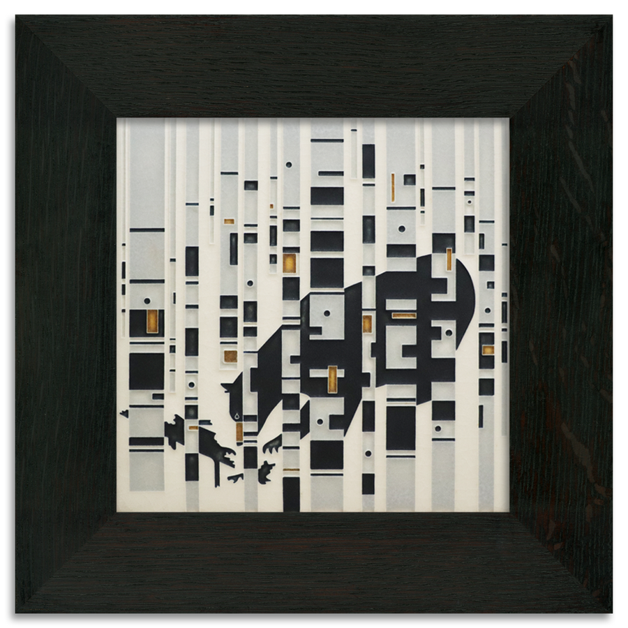 Tile framed in 8x8 Ebony frame