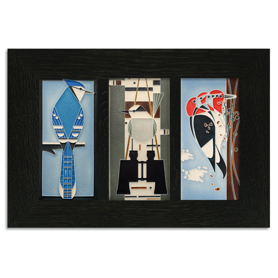 4x8 Charley Harper Birds Framed Tile Set - Ebony
