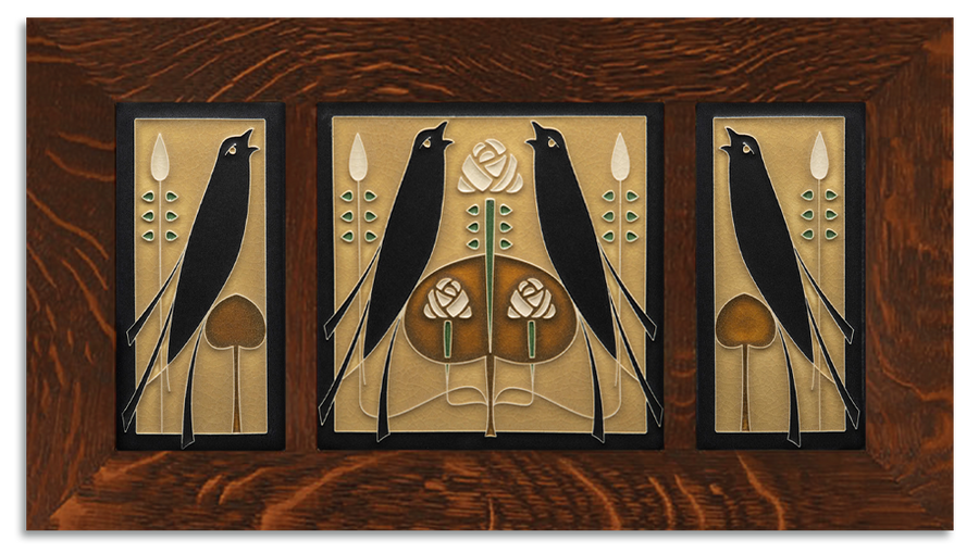 4x8 & 8x8 Songbirds Framed Tile Set (Golden)